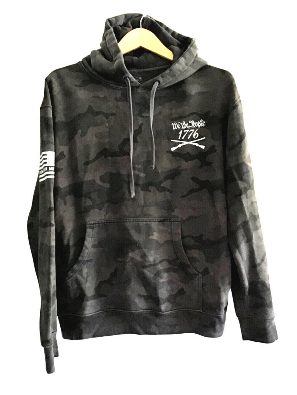 MENS BLACK/GREY PULLOVER KANGAROO POCKET HOODIE SWEATER SIZE MEDIUM